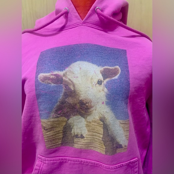 Sandro Paris Pink Sheep Graphic Hoodie French Designer Sweatshirt - Picture 5 of 5